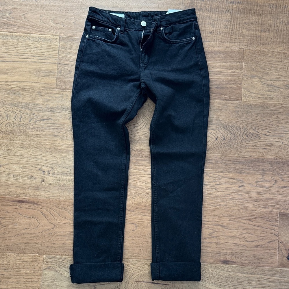 NWT ZARA FOLDED STOVE PIPE JEANS 2